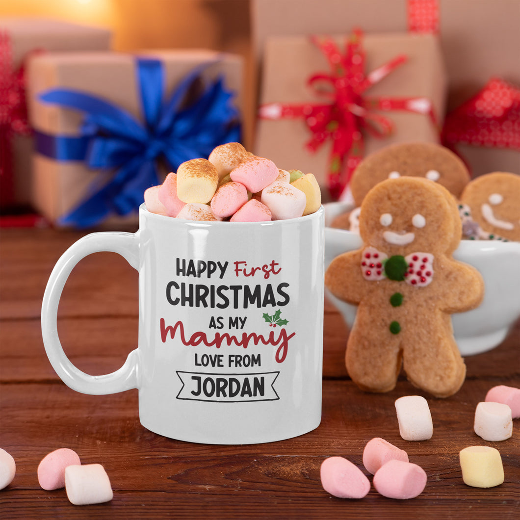 Personalised Happy First Christmas 11oz White Ceramig Mug