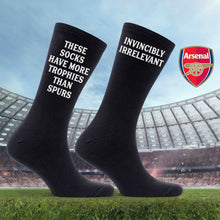 Personalised Black Socks for Arsenal Fan, Customised with the Club's Motto, a Proud Moment of Supporting the Club, Banter Joke