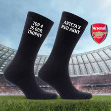Personalised Black Socks for Arsenal Fan, Customised with the Club's Motto, a Proud Moment of Supporting the Club, Banter Joke