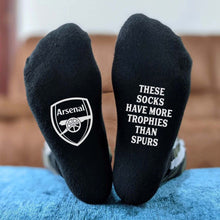 Personalised Black Socks for Arsenal Fan, Customised with the Club's Motto, a Proud Moment of Supporting the Club, Banter Joke