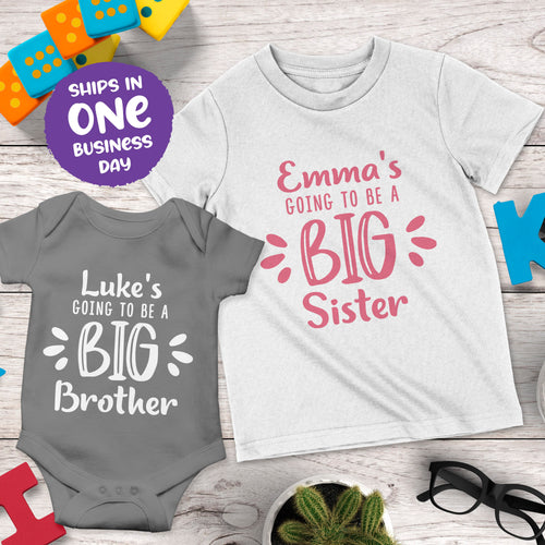 I am Going To Be a Big Sister or Brother Personalised Tshirts & Onesies