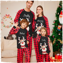 Personalised Black Christmas Reindeer Pyjamas | Matching Family Pyjama Sets with Red-nosed Reindeer design
