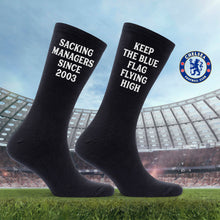 Personalised Black Socks for Chelsea Fan, Customised with the Club's Motto, a Proud Moment of Supporting the Club, Banter Joke