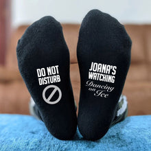 Do Not Disturb: Personalized Black Socks, a Fun Gift for Avid TV Binge Watchers - from Streaming Services to Talent Show Enthusiasts