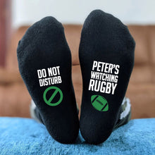 Do Not Disturb: Personalised Black Socks, a Fun Gift for Avid TV Watchers - Sports Fans