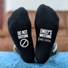 Do Not Disturb: Personalized Black Socks, a Fun Gift for Avid TV Binge Watchers - from Streaming Services to Talent Show Enthusiasts