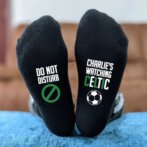 Do Not Disturb: Personalised Black Socks, a Fun Gift for Avid TV Watchers - Sports Fans