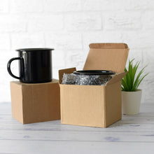 'Coffee Tastes Better in the Mountains' Personalised Enamel Black Mugs