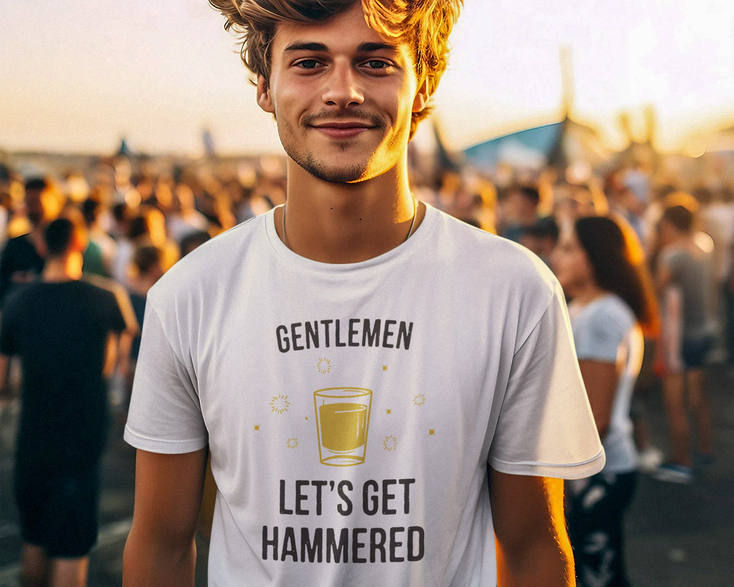 Let's Get Hammered Groom Party Personalised T-shirts, Bachelor Weekend Ironic Apparel
