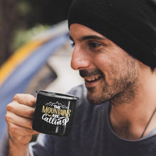 Mountains Are Calling Personalised Enamel Black Mugs