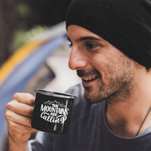Mountains Are Calling Personalised Enamel Black Mugs
