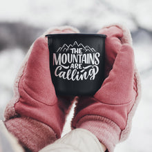 Mountains Are Calling Personalised Enamel Black Mugs