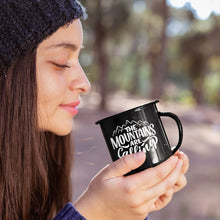 Mountains Are Calling Personalised Enamel Black Mugs