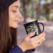 Mountains Are Calling Personalised Enamel Black Mugs