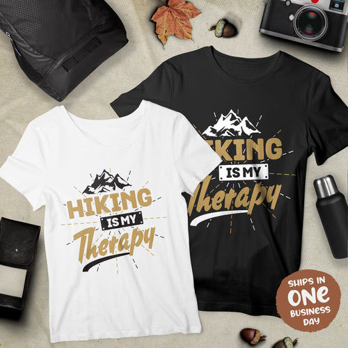 Hiking is My Therapy Hiking Theme T-shirts 2024