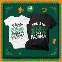 Personalised T-shirts and Onesies used as Pyjamas for St. Patrick's Day, Personalised Shamrock Theme Paddy's Day Apparel