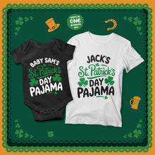 Personalised T-shirts and Onesies used as Pyjamas for St. Patrick's Day, Personalised Shamrock Theme Paddy's Day Apparel