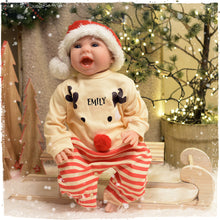 Personalised Christmas Reindeer/Santa Long Sleeve Onesies, Perfect Baby Santa Christmas Outfit with Name, Festive Reindeer Bodysuit Apparel