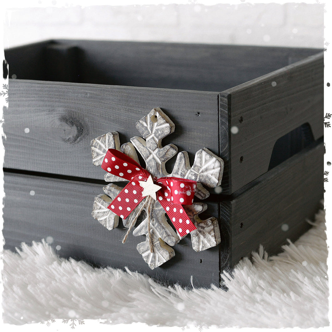 Personalised Christmas Eve Box with Silver Wood Decoration