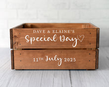 Personalised Rustic Wooden Crate – Custom Wedding Table Decoration for Gifts, Treats, Favours or Heartfelt Notes