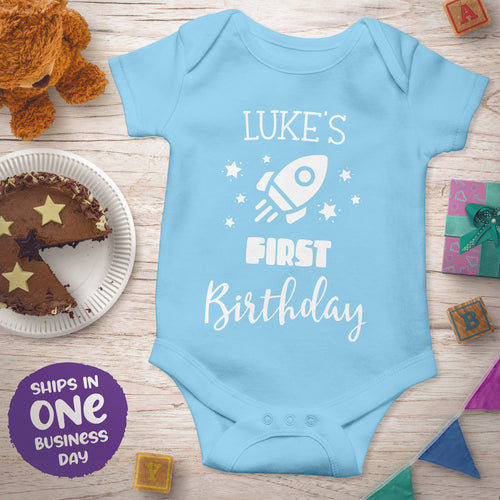 Personalised First Birthday Short Sleeve Bodysuits