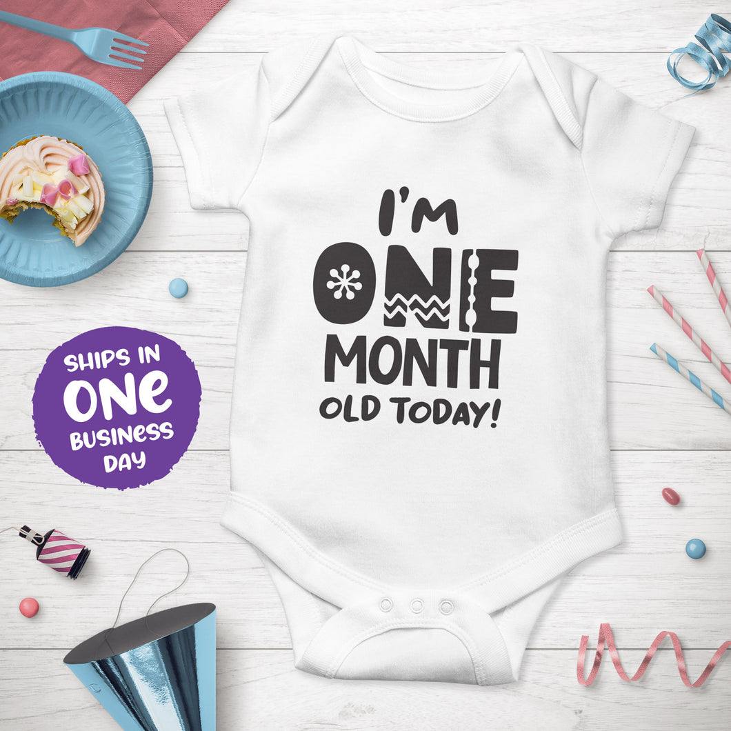 Month Birthday Celebration Short Sleeve Bodysuits in Funky Style