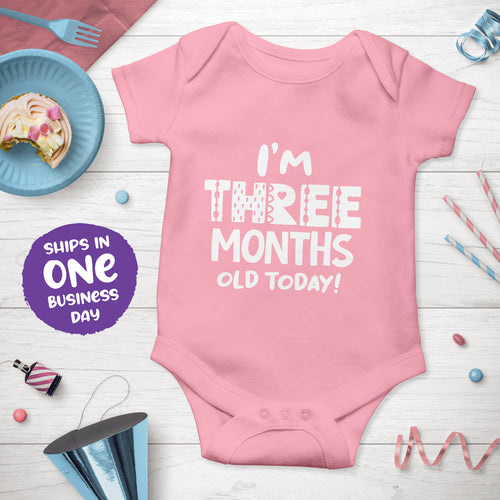 Month Birthday Celebration Short Sleeve Bodysuits in Funky Style