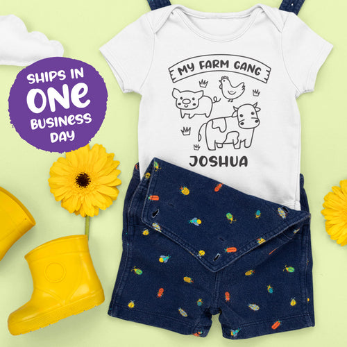 Farmer Child Personalised Onesie 'My Farm Gang'
