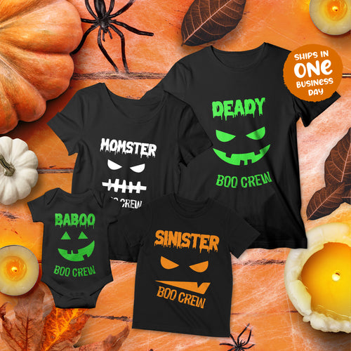 Boo Crew Halloween Theme Family Matching T-shirts