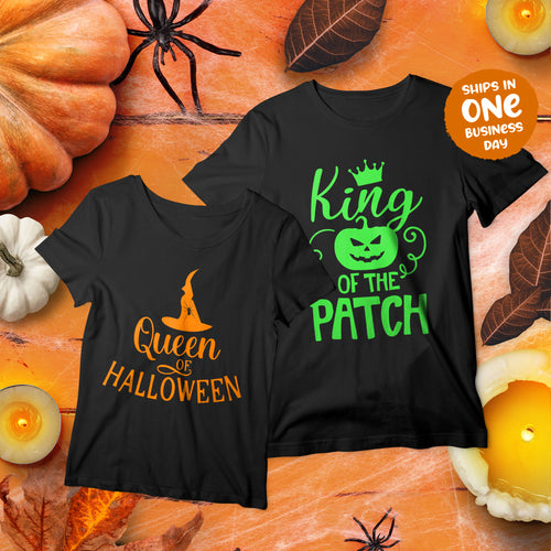 King & Queen Halloween Theme Matching T-shirts