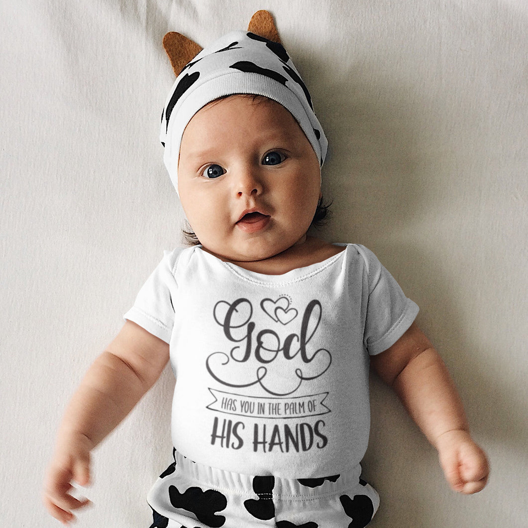 Religious Quote Onesie 'God Has You In The Palms Of His hands'