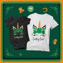 Lucky Girl St. Patrick's Day T-shirts and Onesies in Unicorn Design