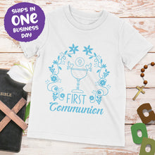 Communion Celebration T-shirt – Wreath Design Personalised Communion Present