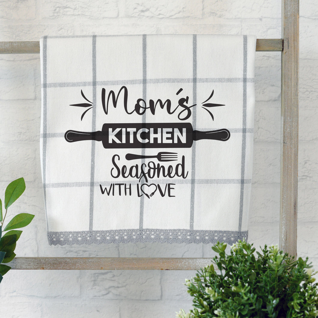 Mom's Kitchen Seasoned with Love Personalised Tea Towels for Mother's Day