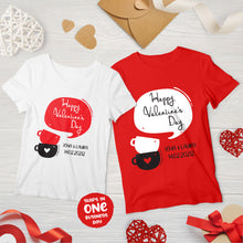 Valentine Cups Design Matching Couple T-shirts, Romantic Valentine's Day Gift Ideas