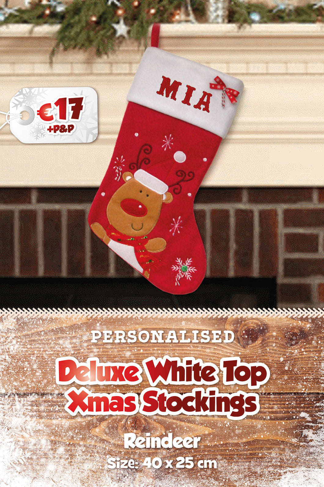 Deluxe White Top Personalised Stockings