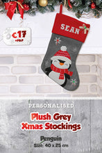 Plush Grey Personalised Christmas Stockings