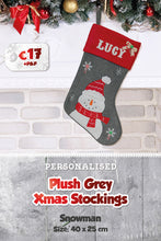 Plush Grey Personalised Christmas Stockings
