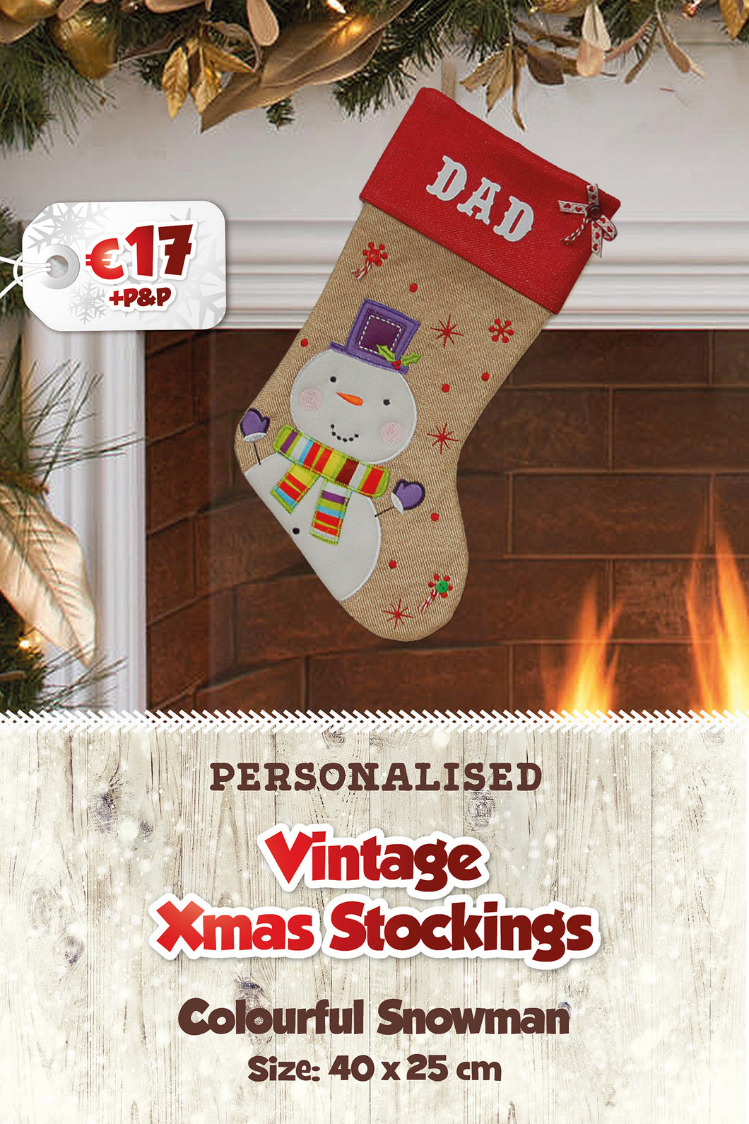 Vintage Personalised Christmas Stockings