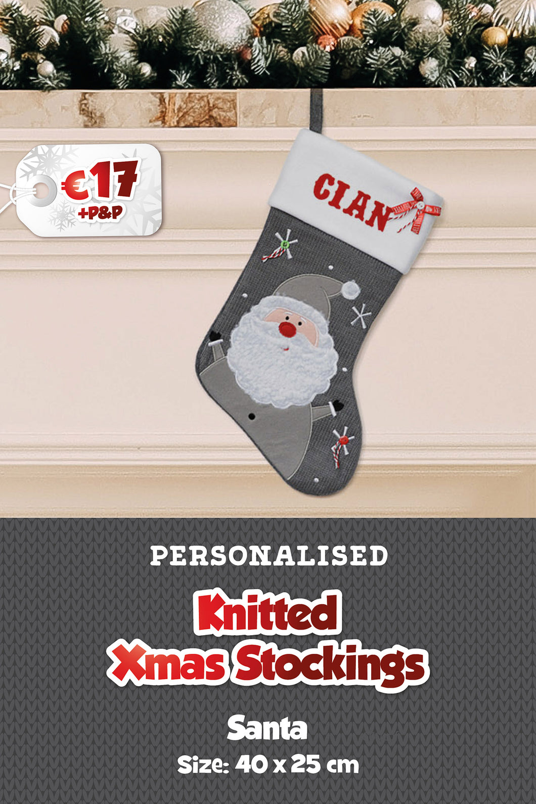 Knitted Personalised Christmas Stockings