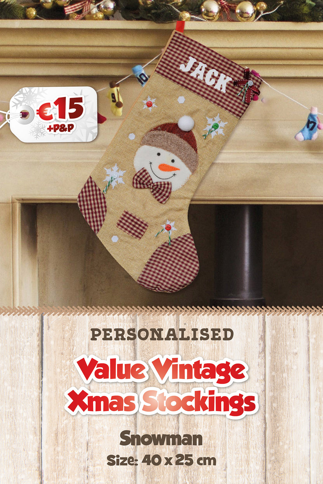 Value Vintage Personalised Christmas Stockings