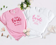 Hen Party Arrow Design Personalised T-shirts, Bachelorette Party Apparel, Bridal Party Personalised Gifts