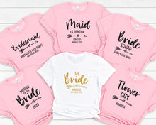 Hen Party Arrow Design Personalised T-shirts, Bachelorette Party Apparel, Bridal Party Personalised Gifts