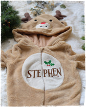 Christmas Reindeer Bodysuit Personalised with Fury Vinyl, Perfect Baby Christmas Outfit with a Name