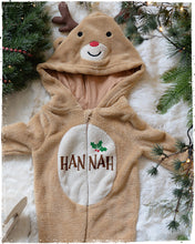 Christmas Reindeer Bodysuit Personalised with Fury Vinyl, Perfect Baby Christmas Outfit with a Name