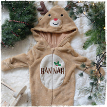 Christmas Reindeer Bodysuit Personalised with Fury Vinyl, Perfect Baby Christmas Outfit with a Name