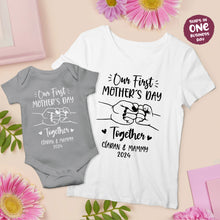 Our First Mother's Day Together Fistbump Matching Design T-shirt and Onesie