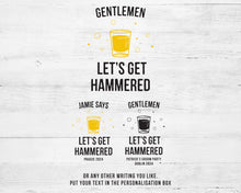 Let's Get Hammered Groom Party Personalised T-shirts, Bachelor Weekend Ironic Apparel