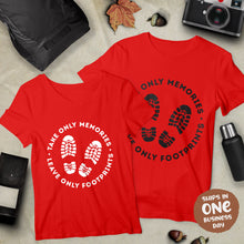 Take Only Memories, Leave Only Footprints Hiking Theme T-shirts