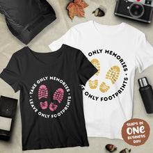 Take Only Memories, Leave Only Footprints Hiking Theme T-shirts